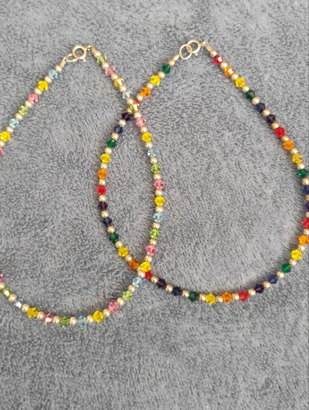 Multi-Color Crystal Beaded Anklet - Unbranded